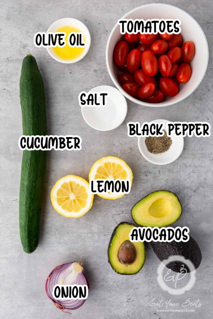Avocados salad ingredients
