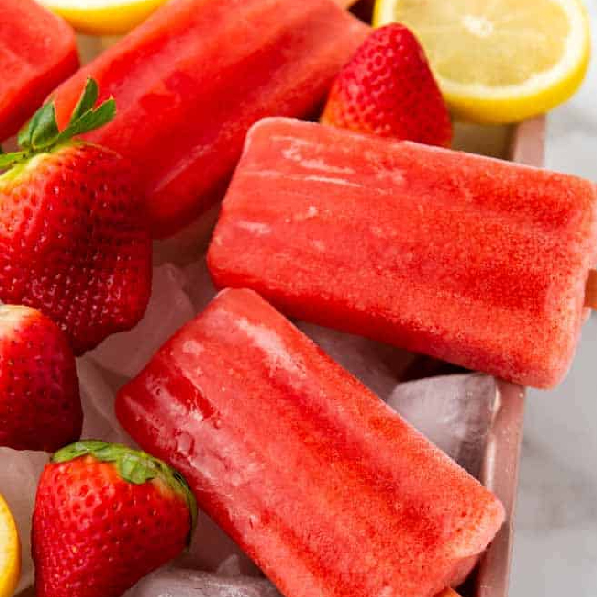 Strawberry Lemon Popsicles.