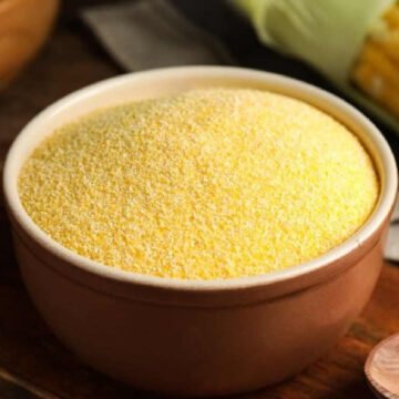 Cornmeal in a large bowl.