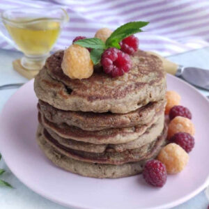 buckwheat pancakes on a plate.