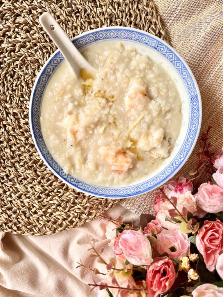 Seafood prawn congee.