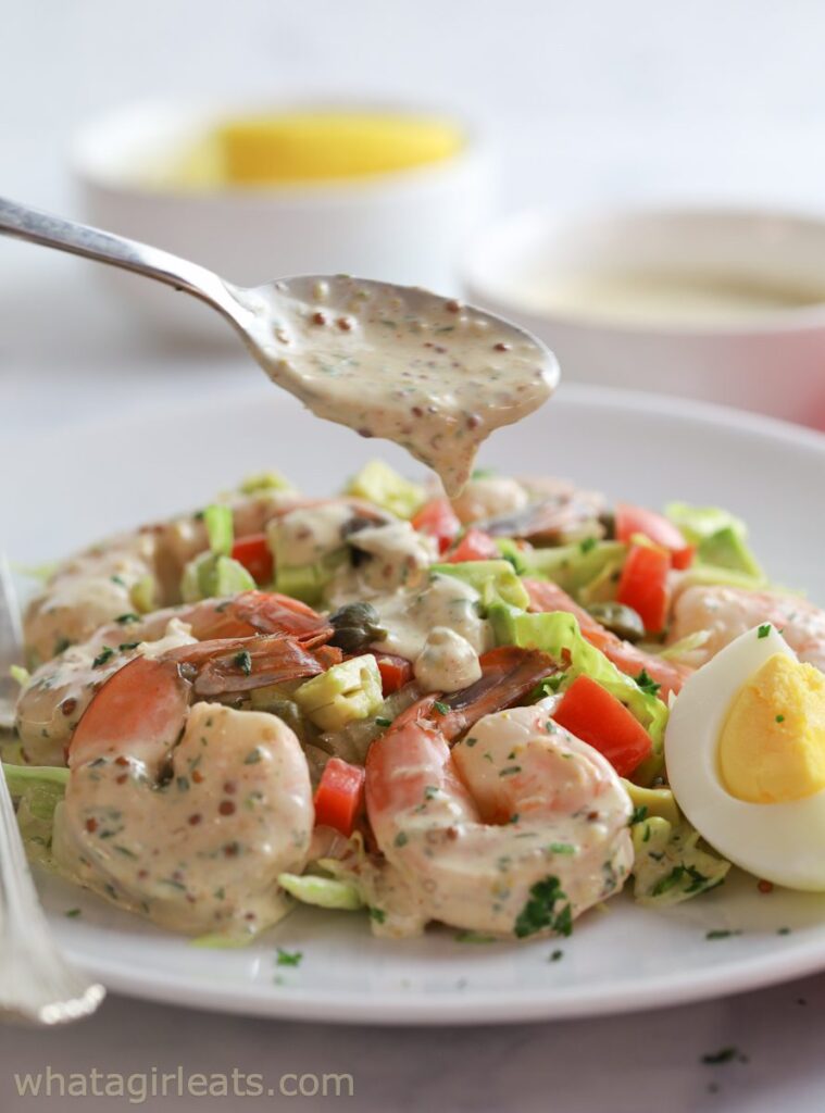 Shrimp remoulade on a plate.