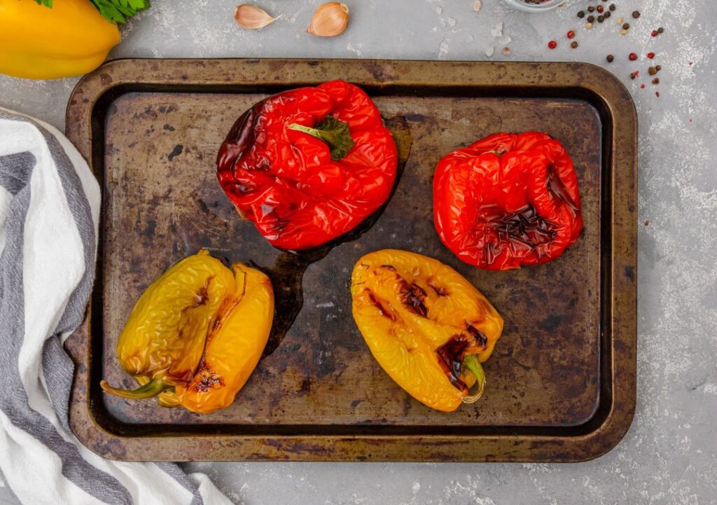 Top View of Roasted Bell Peppers