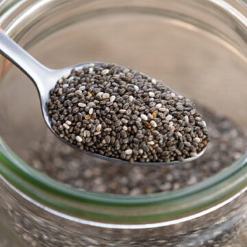 chia seeds on a spoon.