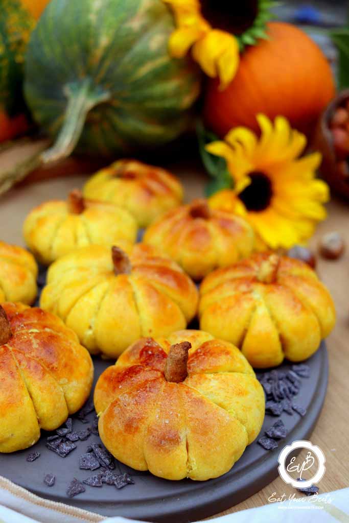 Pumpkin Bread in a pumpkin shape.