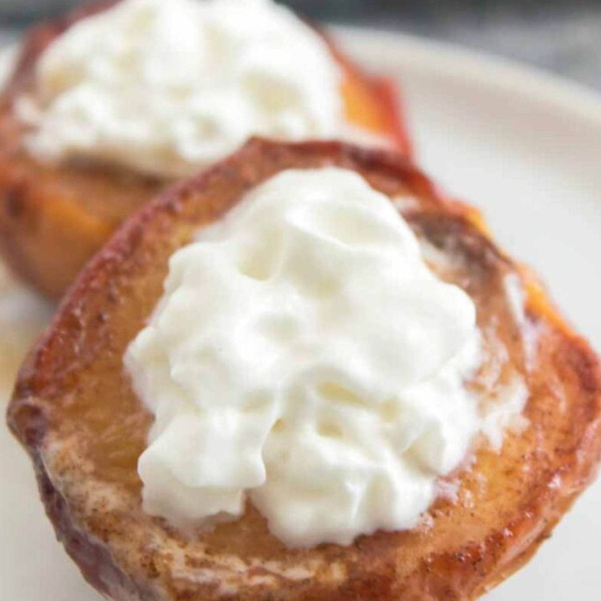 Air Fryer Peaches With Cream.