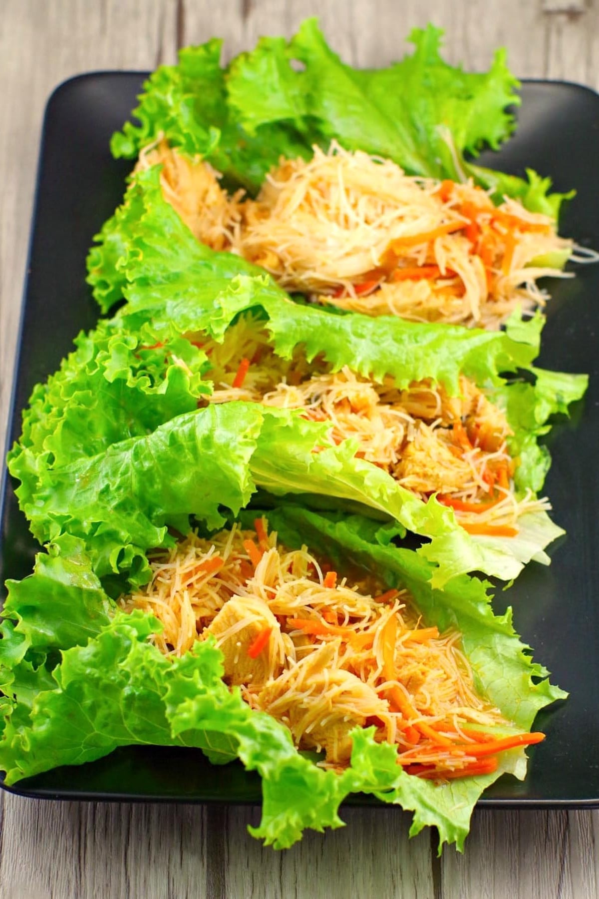 Honey sriracha chicken lettuce wraps.