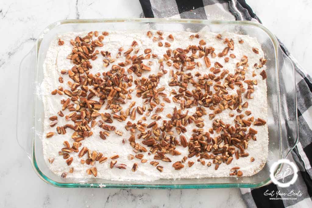 Pumpkin Crunch Cake in a baking dish.