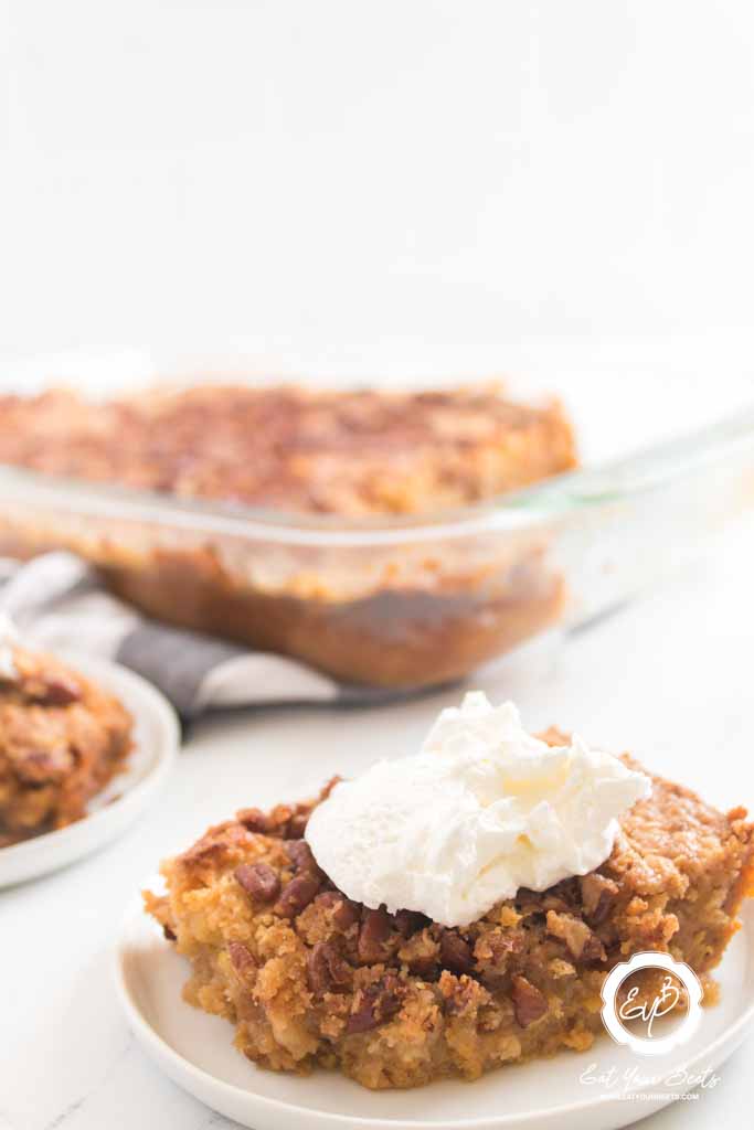 Pumpkin Crunch Cake in a dessert bowl.