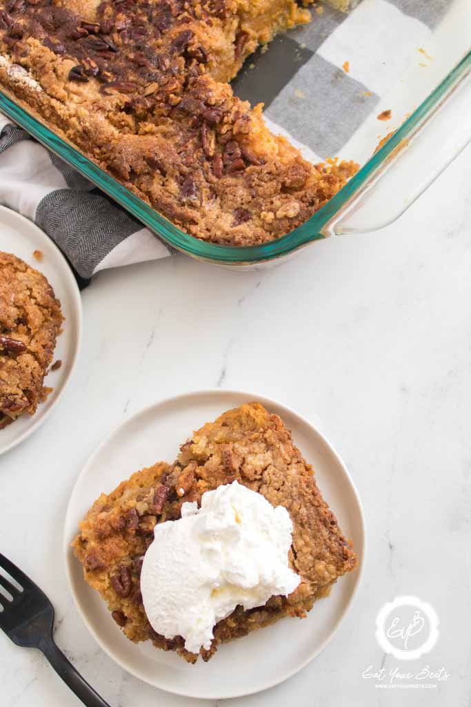 Pumpkin Crunch Cake in a dessert bowl.