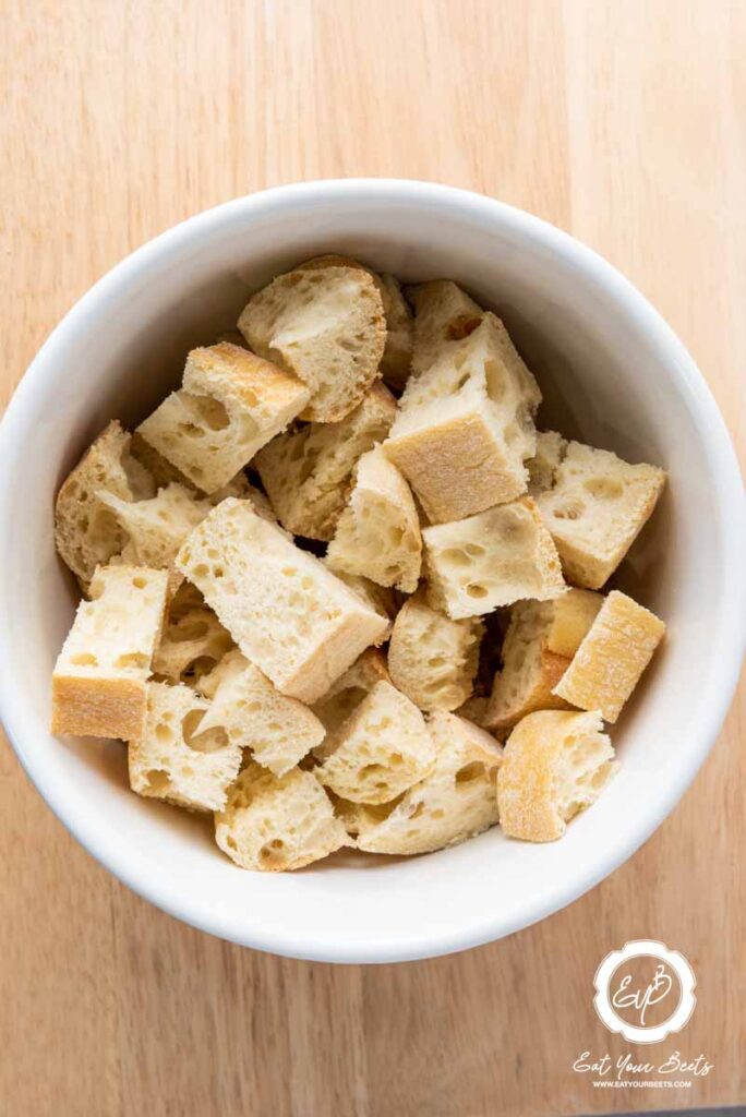 toasted bread in a bowl.