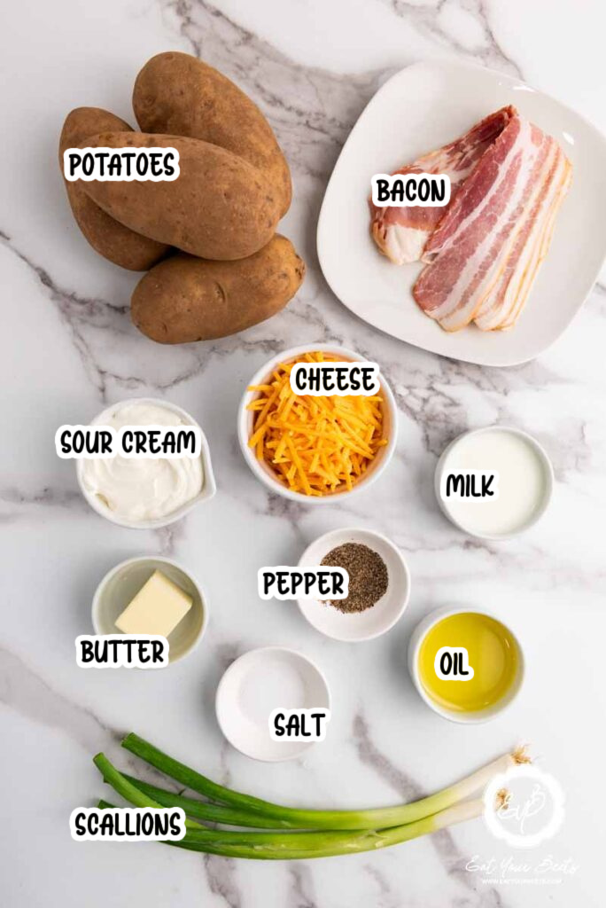Ingredients For Twice Baked Potatoes.