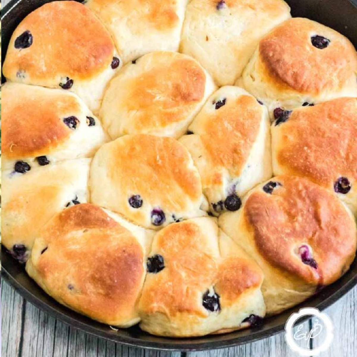 Blueberry Angel Biscuits With Cream Cheese Topping.