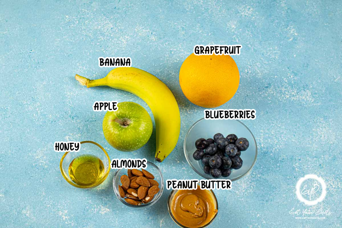 Ingredients to make apple grapefruit salad.