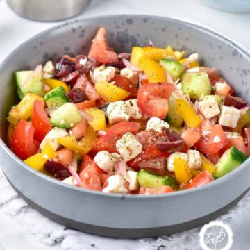 Chopped Greek Salad in a bowl.