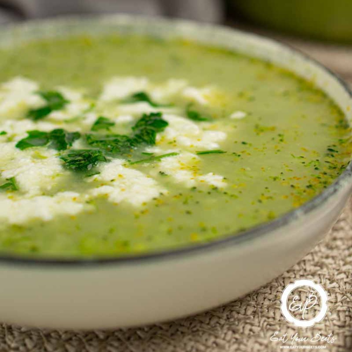Broccoli Soup With Feta Cheese.