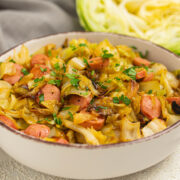 Smothered Cajun Cabbage in a bowl.