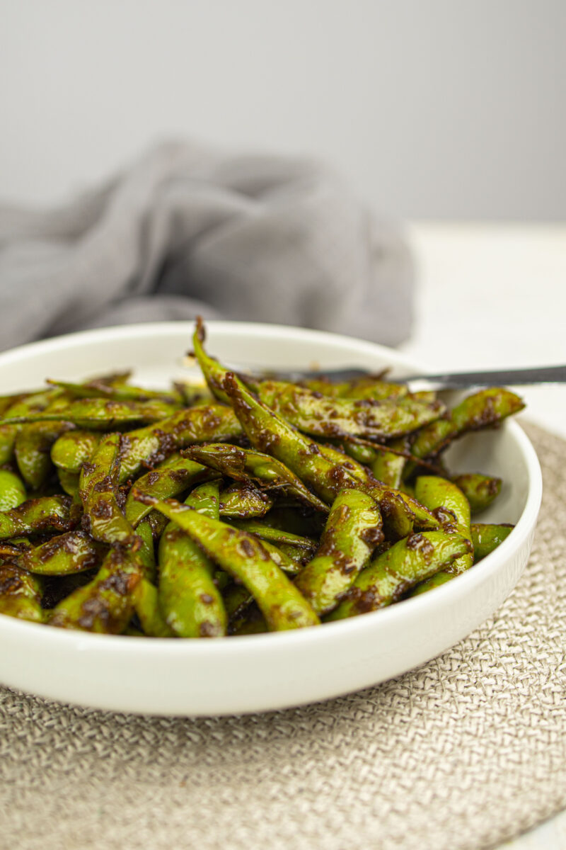 Cooked edamame ready to be served.