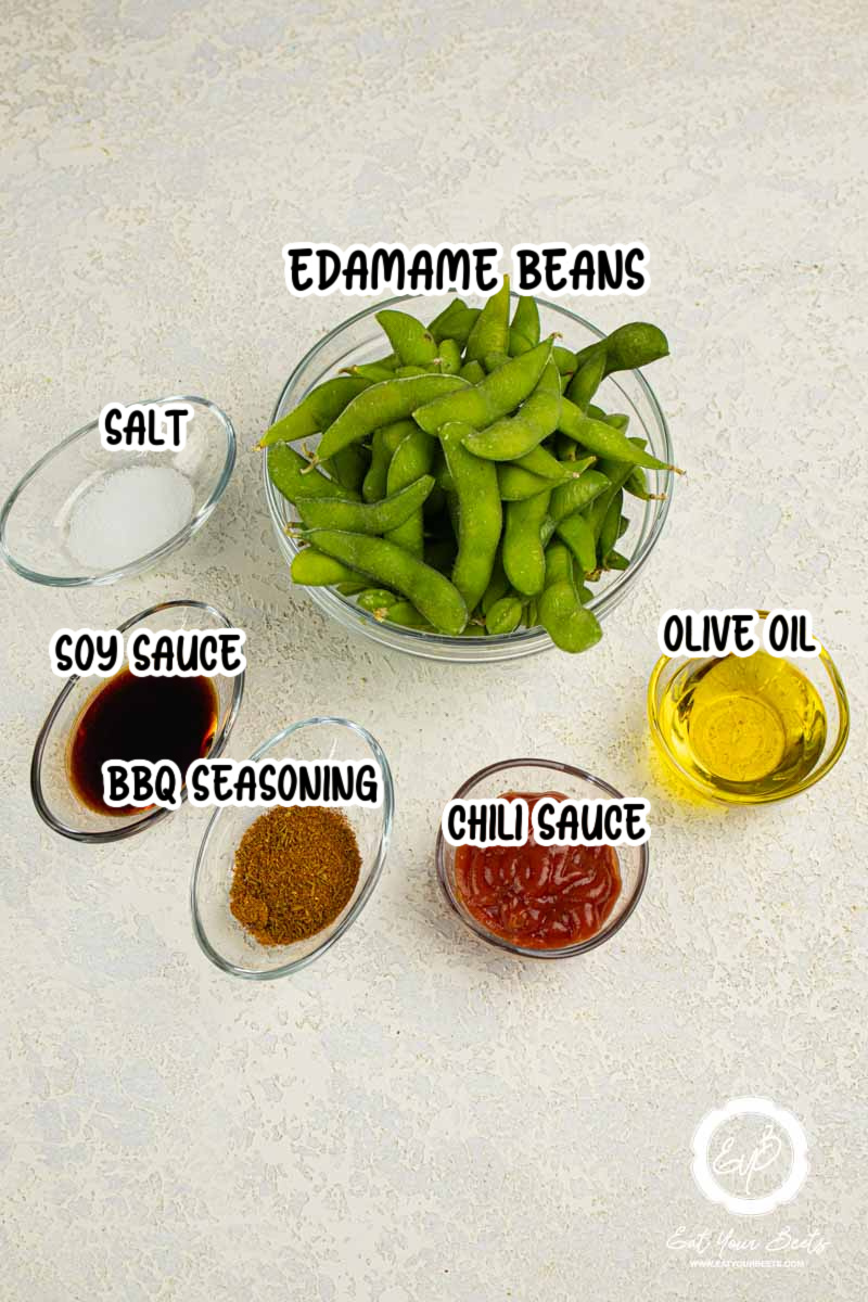 Ingredients to make edamame stir fry.