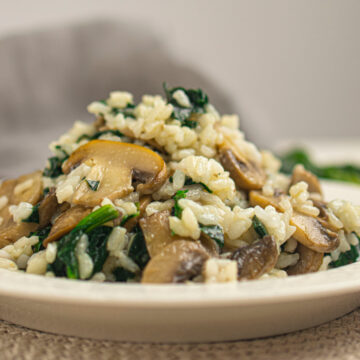 Mushroom Risotto in a bowl.