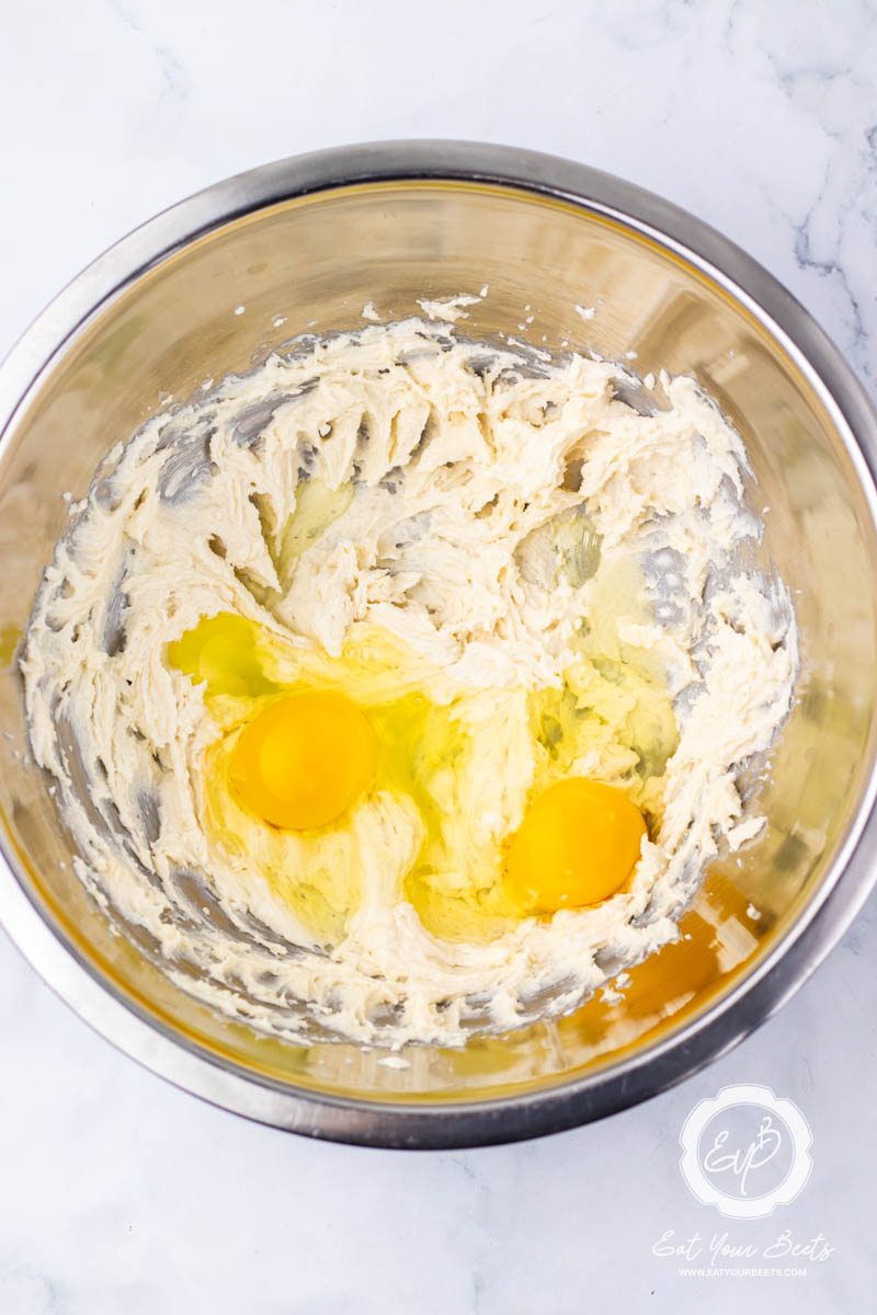 Ingredients for banana pudding whoopie pies in a large mixing bowl.