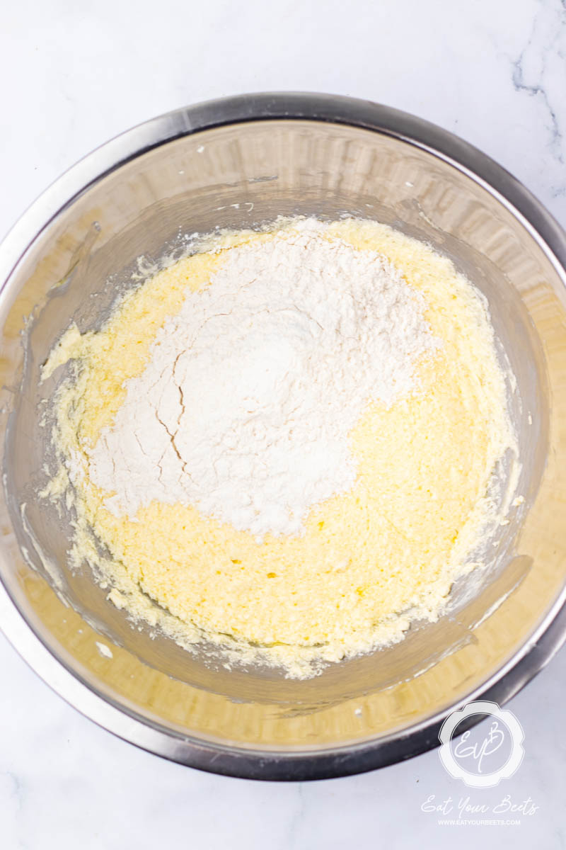 Mixing whoopie pie ingredients in a large bowl.