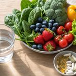 Healthy dish with healthy food supplements.